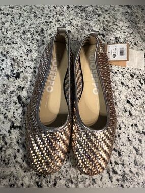NEW Gioseppo Braided Leather Mixed Metal Flats NWT